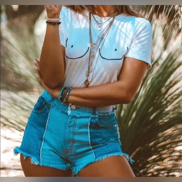 Revice Ziggy patchwork frayed denim cut-off shorts - Picture 1 of 4